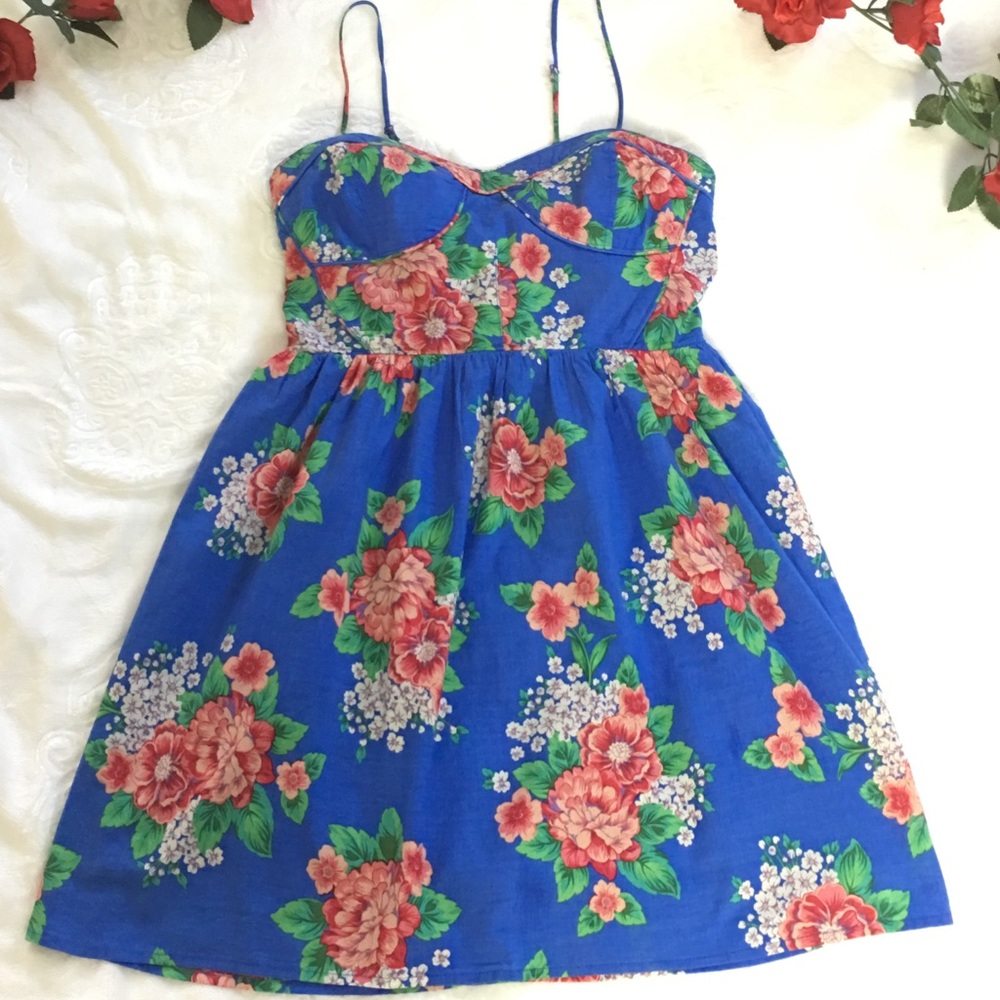 SUN DRESS ROSE PRINT SWEETHEART TOP MINI